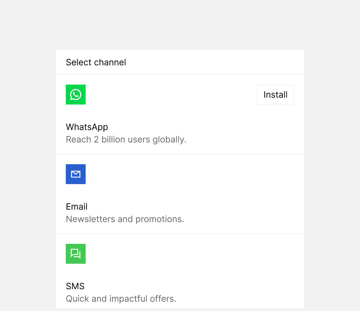 Monitor and analyze performance across multiple channels, including WhatsApp, email for newsletters and promotions, and SMS for quick and impactful offers, reaching users via social media and web platforms.