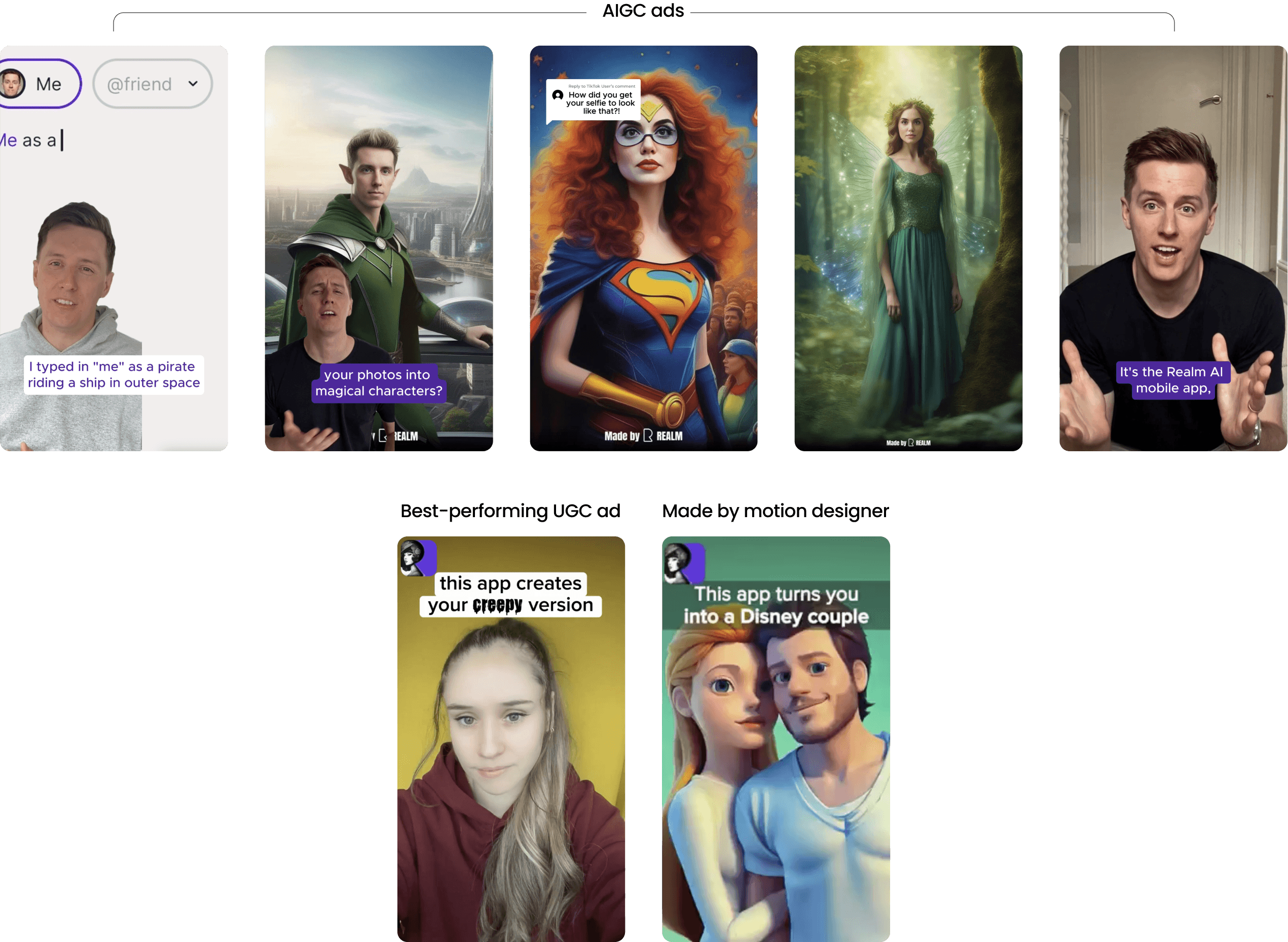 Short video ads for case study - 1 UGC, 1 made by motion designer, and 5 more made with AIGC tool Creatify AI