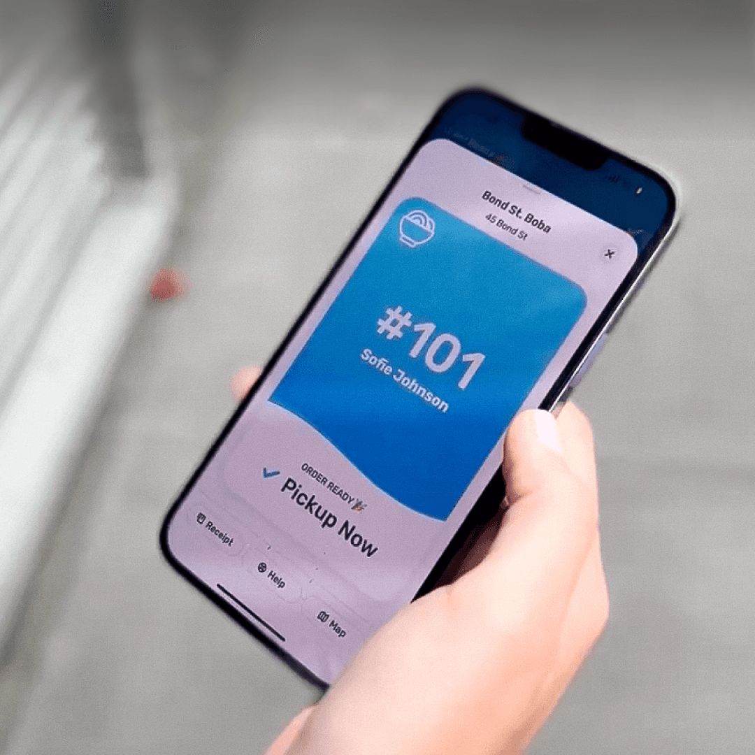 snackpass mobile order app showing smart receipt and pickup info