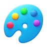 A blue icon of color palette